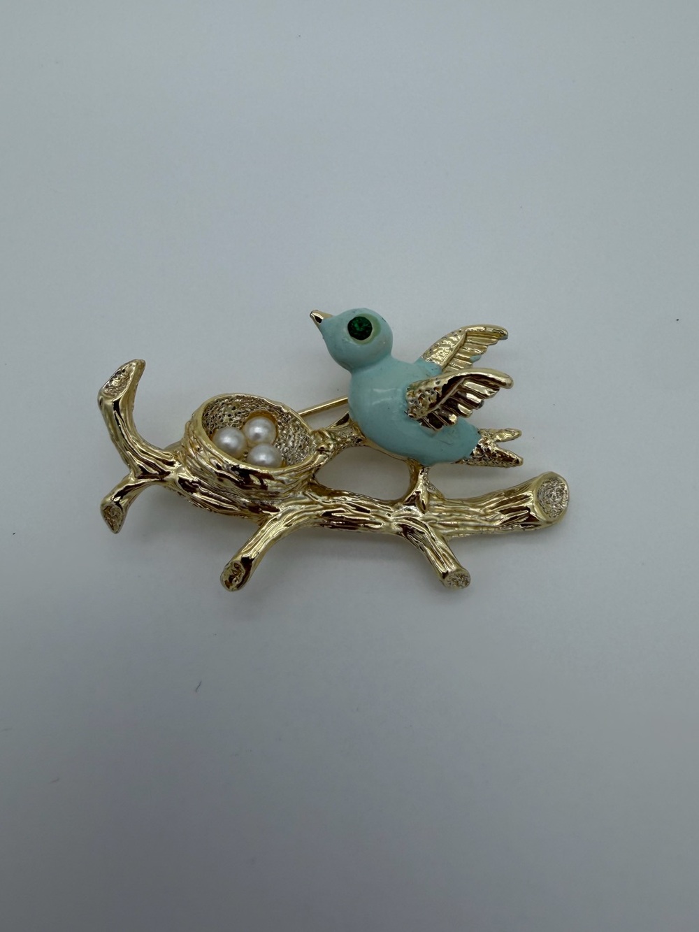 Vintage Gerry's Bluebird and Nest Brooch